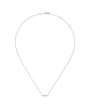 14K White Gold Petite Pave Diamond Bar Necklace