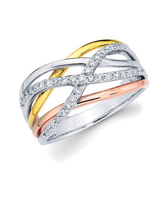 Ostbye - 14K Tri-Tone Diamond Ring