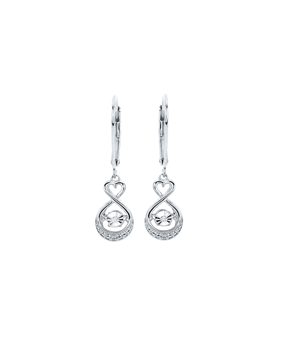 Ostbye - Sterling Silver Diamond Heart Drop Earrings