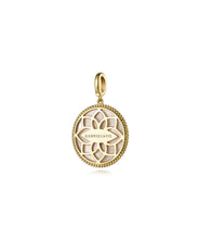 14K Yellow Gold and Sterling Silver Diamond Blue Sapphire Compass Pendant