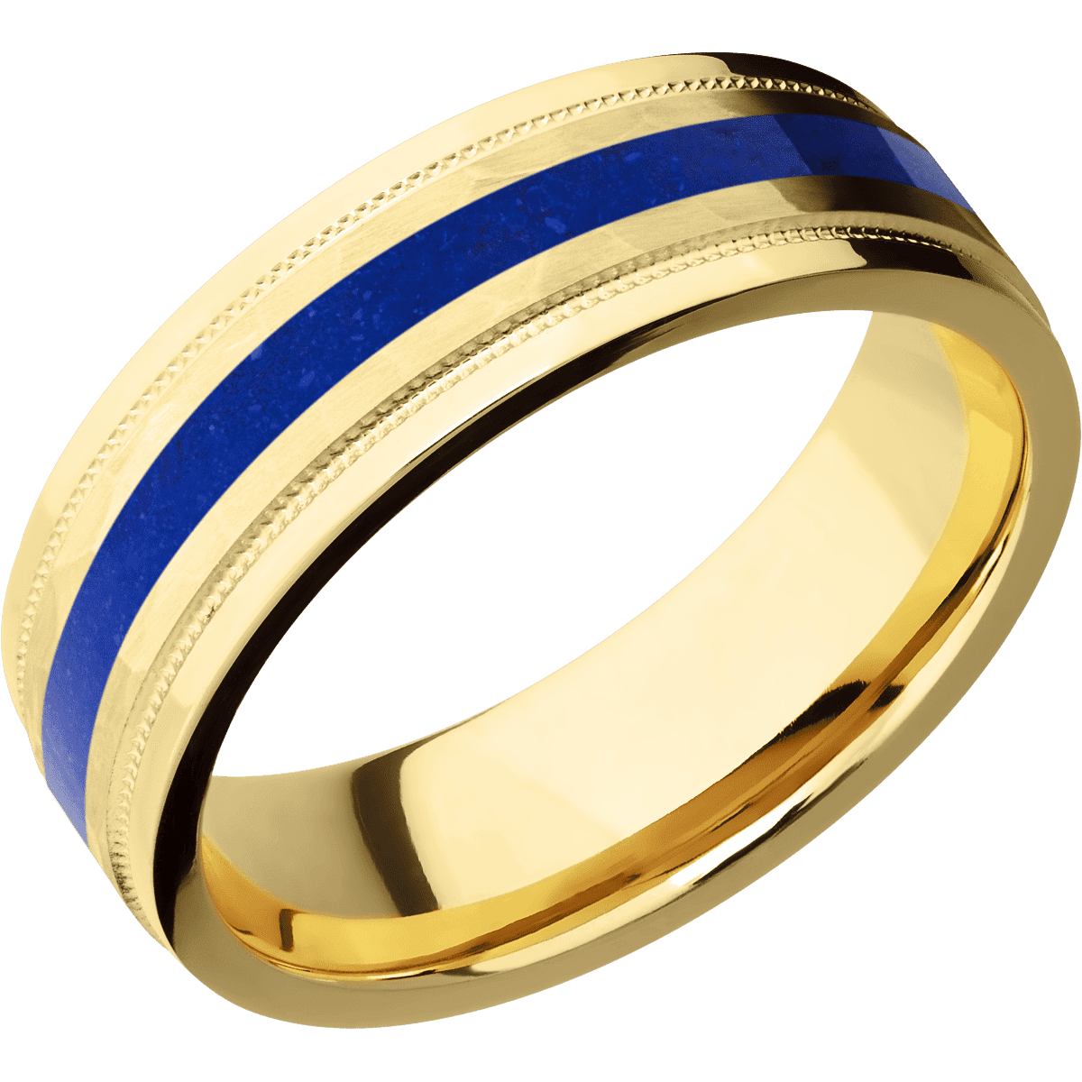 18K Yellow Gold + Hammer , Polish Finish