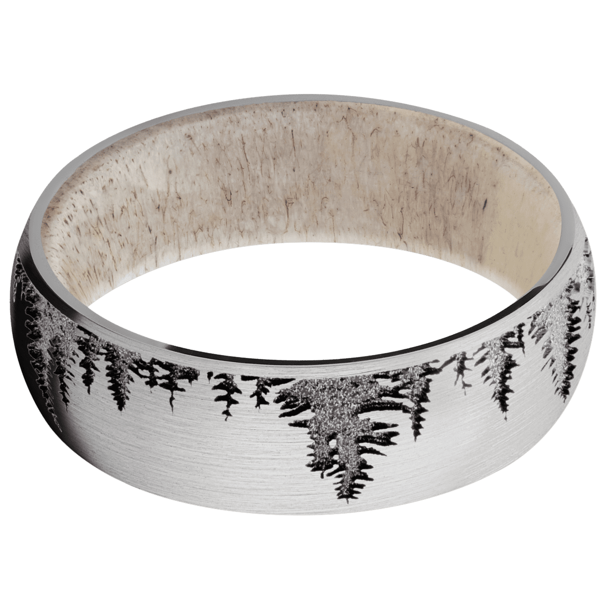 14K White Gold + Satin Finish + Antler