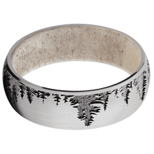 14K White Gold + Satin Finish + Antler