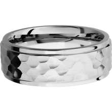 14K White Gold with Hammer , Polish Finish