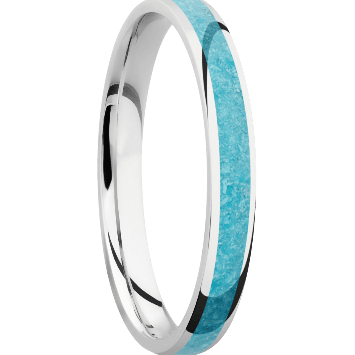 Cobalt Chrome with Polish Finish and Turquoise Inlay