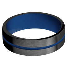 Zirconium with Satin Finish and Royal Blue Inlay and Royal Blue