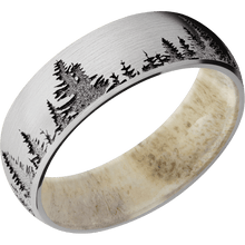 14K White Gold + Satin Finish + Antler