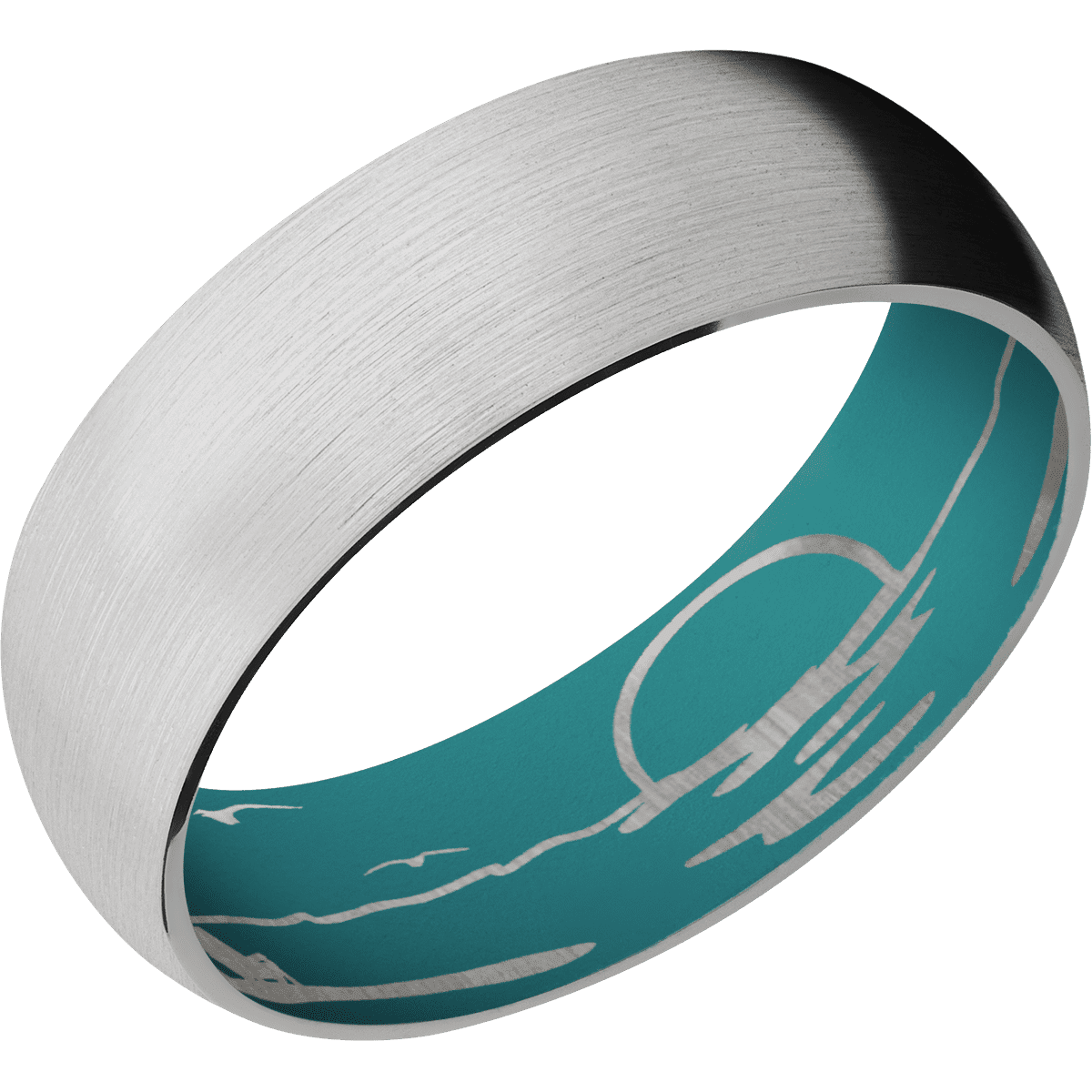 14K White Gold + Satin Finish + Teal